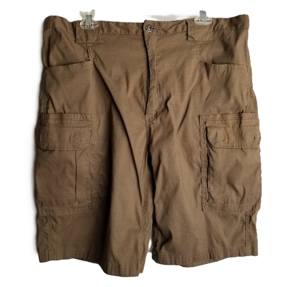 Old Mill Cargo Shorts Size 42 Khaki Tan Stretch Nylon Outdoor Utility